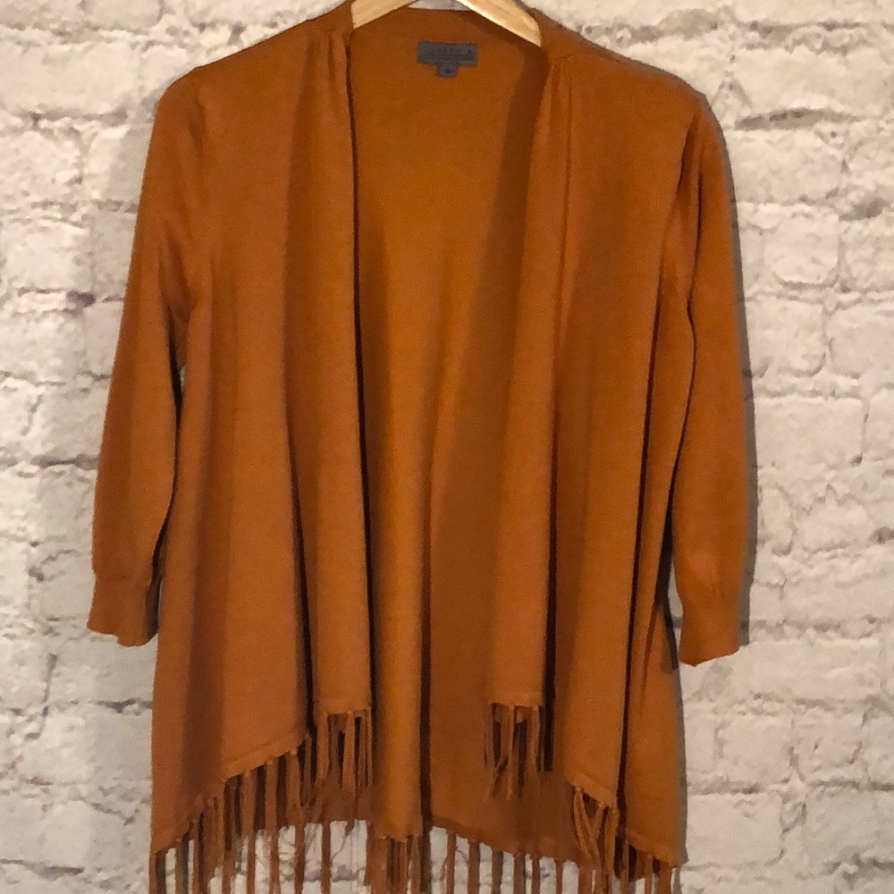 VINTAGE JOSEPH A ORANGE CARDIGAN W/TASSELS
